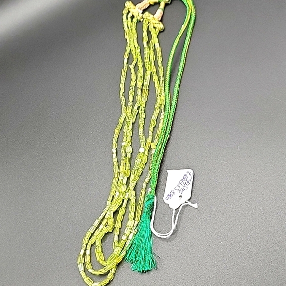 Square Tube 3 Strand 205 Cts Green Prehnite Beaded Natural Gemstone Necklace NEW - Picture 7 of 8
